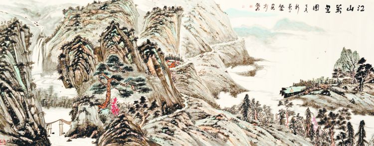 《江山万里图其一》2015年 纸本设色365-145cm