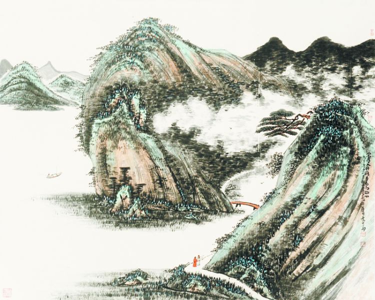 《闲看入竹路，自有向山心》规格144-183cm,纸本设色，2020